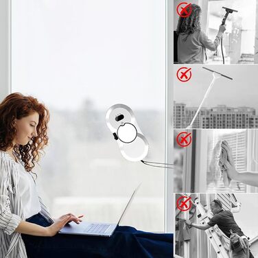 Робот для миття вікон, 5600Pa, 3 режими очищення, інтелектуальна навігація, автоматичний мийник вікон для гладких поверхонь