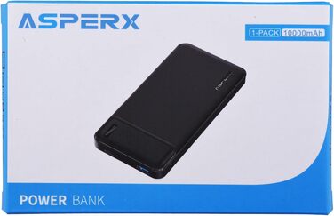 Набір павербанків AsperX з 2 шт. 10000 мАг (вхід/вихід USB-C) тонкий, потужний, зовнішній (чорний)