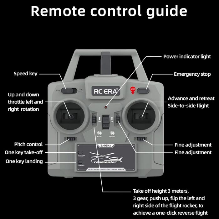 RC Гелікоптер ERA C032 UH-1 Huey, 1/48, 2.4G 6CH, Стабілізатор, Утримання висоти, 3D Дрон (Жовтий)