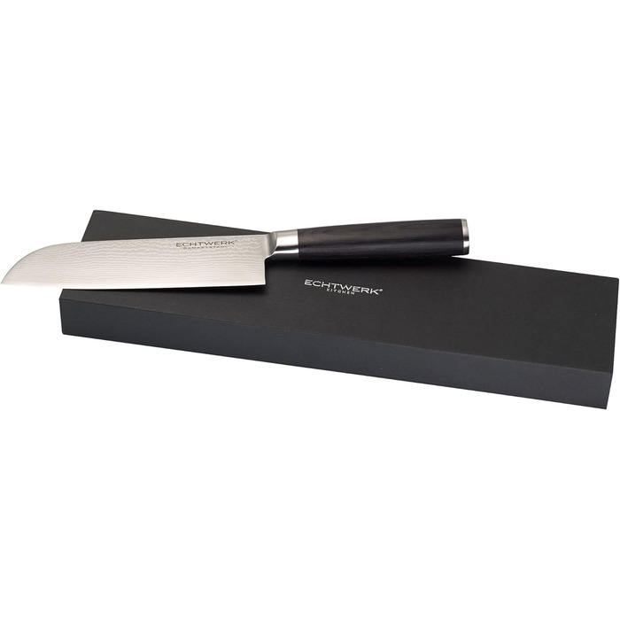 Набір кухонних ножів ECHTWERK Damast 7 предметів: кухонний, для хліба, для філе, сантоку, універсальний, для очищення, з ручками з пака-дерева, з дерев'яним магнітним бруском