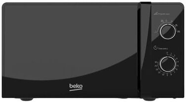 Мікрохвильова піч Beko MOC20100WFB Solo 20 літрів, 700 Вт, таймер 30 хв, 5 рівнів, функції розморожування та розігріву, регулювання за допомогою поворотної ручки, індикатор завершення, поворотний стіл діаметром 24,5 см, (Чорний)