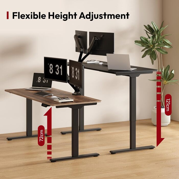 Регульований стіл Sanodesk з бездротовою зарядкою та подвійним мотором, компактний 110x54 см. Стабільний електричний столик для стоячи/сидячи (160 x 70 см, Чорний)