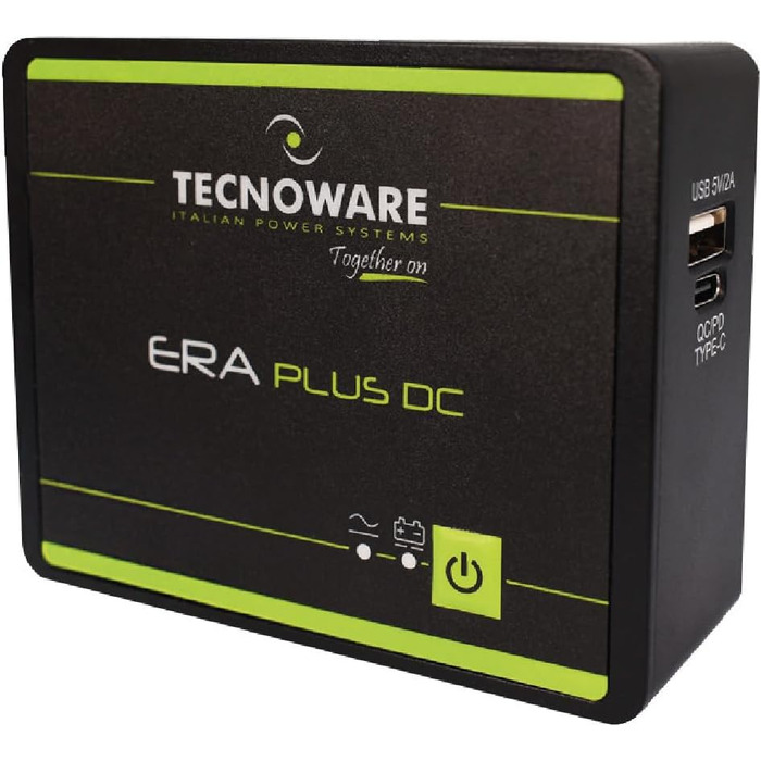 Mini UPS Tecnoware ERA Plus DC для WiFi, модему, відеоспостереження: Powerbank 5200mAh, захист від стрибків напруги та відключень (до 240 хв)