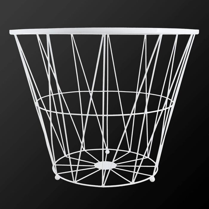 Журнальний стіл PrimoLiving Design XL, білий металевий кошик з дерев'яною кришкою, 50x40 см, стіл з місцем для зберігання, сучасний декор