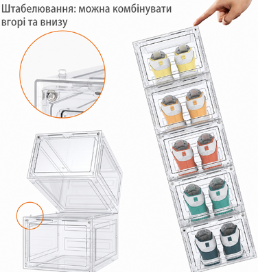 Прозорі пластикові коробки для взуття HOMIDEC, 12 шт., стійкі, з кришкою, для зберігання взуття до 46 розміру: туфлі, чоботи, кросівки