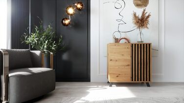 Комод Newroom Barea.Two з дикого дуба та антрациту, 80x85x40 см, сучасний вінтаж, для вітальні, спальні, коридору, їдальні