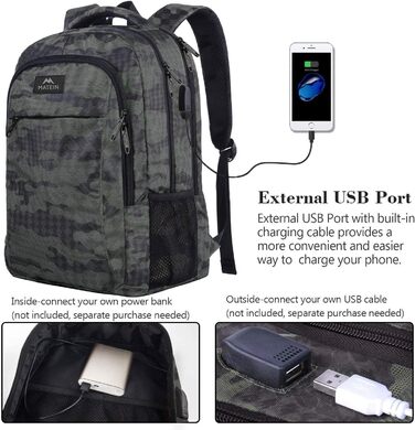 Рюкзак для ноутбука 15,6'' MATEIN, бежевий, з USB-портом, для жінок і чоловіків, діловий та шкільний, з відділенням для ноутбука