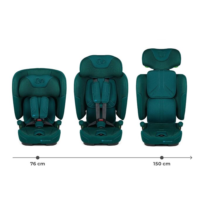 Автокрісло Kinderkraft FIX2GO i-Size 76-150 см (15 міс - 12 років), ISOFIX, Top Tether, SPS+, H-GUARD+, сіре (Green)