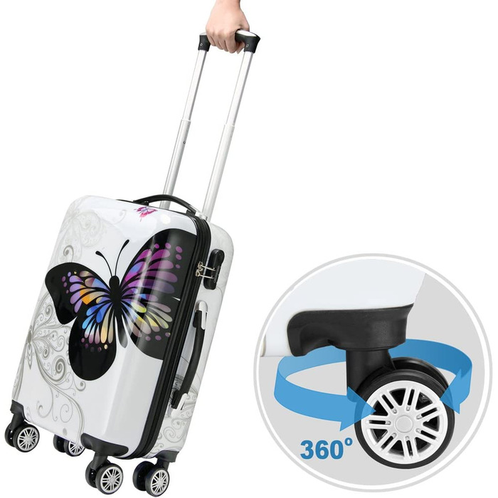 Набір валіз MONZANA® Butterfly Basic з ABS, на колесах, з алюмінієвою телескопічною ручкою та замком