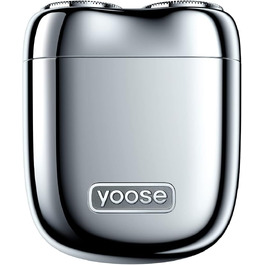 Електрична бритва Yoose MINI для чоловіків, водонепроникна (IPX7), срібляста, з мотором 8000 об/хв, Type-C зарядка