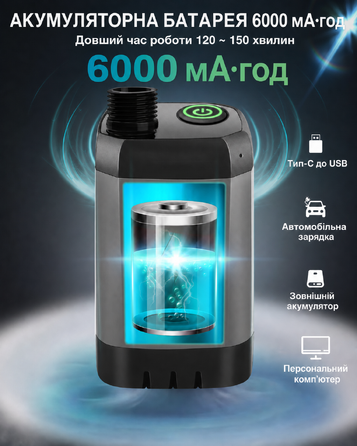 Портативний душ AUTOPkio для кемпінгу з акумулятором 6000 мА·год, цифровий дисплей, заряджуваний, для кемпінгу, подорожей, домашніх тварин, аварій, чорний
