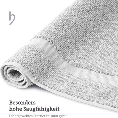 Килимок для ванної herzbach home, 100% бавовна, 1000 г/м², силіконово-сірий, 60x100 см, поглинаючий, праний