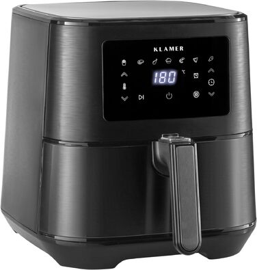 Аерофритюрниця KLAMER Duo 9L з двома кошиками, цифровим дисплеєм та 10 програмами, 3000 Вт, чорна