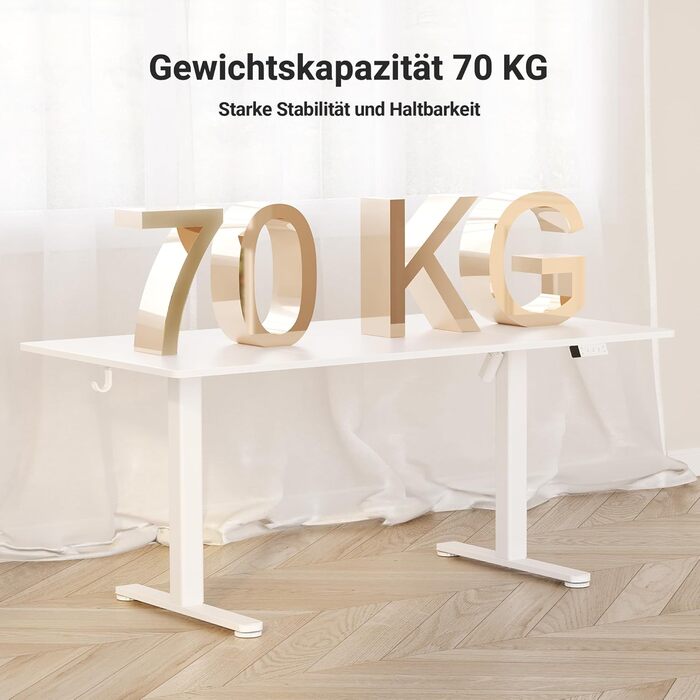 Електричний регульований стіл Claiks 120x60 см, стоячий стіл з пам'яттю, білий