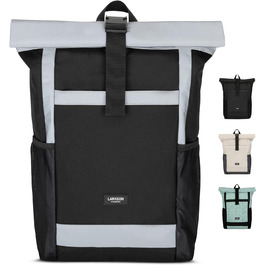 Жіночий рюкзак LARKSON Rolltop чорний, водовідштовхувальний, антивандальний, з відділенням для 16'' ноутбука, рефлективний, для школи, університету, велосипеда, робочий, екологічний