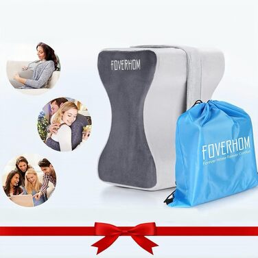 Ортопедична подушка між ніг foverhom з ефектом пам'яті (Memory Foam) для полегшення болю в спині, попереку та стегнах, сіра (до 66 см)