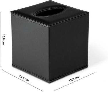 Квадратна коробка для серветок OSCO з екошкіри, стильний тримач та диспенсер для паперових рушників, чорний, 15 x 13.8 x 13.8 см