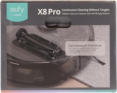 Робот-пилосос eufy X8 Pro з базою для самоочищення і функцією вологого прибирання, Twin-Turbine™ 2×4000 Па, щітка проти заплутування, лазерна навігація iPath™, для твердих підлог і килимів