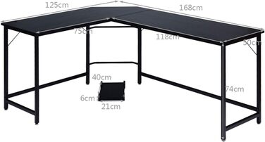 Кутовий комп'ютерний стіл COSTWAY L-подібний, дуб натуральний, 168x125x74 см, з підставкою для системного блоку, для домашнього офісу та геймінгу