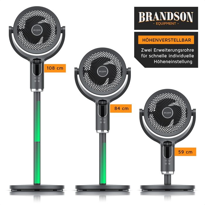 Вентилятор підлоговий 3D Brandson з пультом, 8 швидкостей, нічний режим, для спальні, вітальні, дитячої, офісу