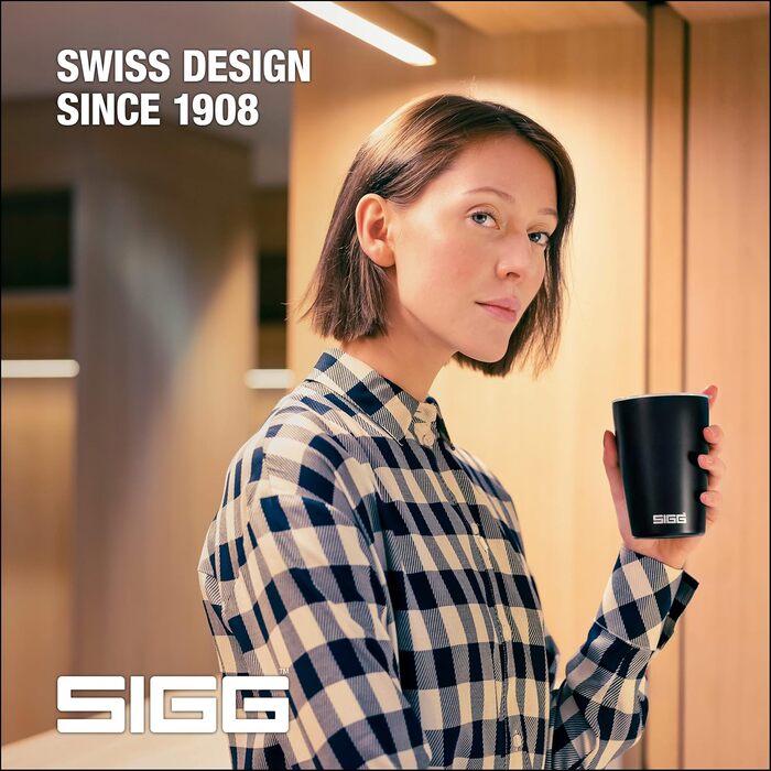 Кружка SIGG Neso Pure Ceram з Tritan-кришкою, нержавіюча сталь 18/8, 0.3/0.4L, чорна, миється в посудомийній машині, BPA-free