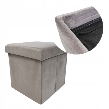 Квадратний оббитий пуф Kontrast сірого кольору зрідним сховищем, 30x30x30 см