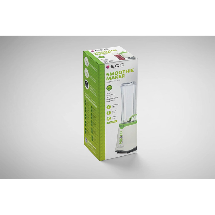 Смузі-мейкер ECG SM 3510 Mix&Go, 350 Вт, пластик, біло-зелений