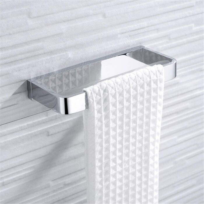 Flybath Кільце для рушників, масивна латунь, квадратна форма, хром, 20 см, для ванної та кухні, настінне кріплення