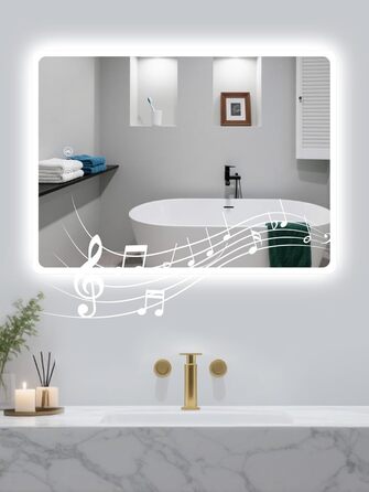 Дзеркало для ванної кімнати Habison з підсвічуванням, Bluetooth, 60x80 см, LED, протитуманне, 3 режими, диммування, IP44
