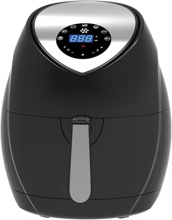 Фритюрниця з гарячим повітрям ECO-AIR-PROFI DC-1400W, чорна, цифрове сенсорне управління, без масла, для здорового смаження, міні духовка, гриль, таймер