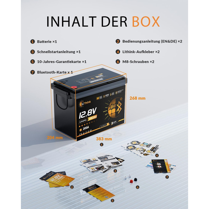 LiFePO4 акумулятор 12V 100Ah H190 ECE R10 з Bluetooth 5.4 для кемперів та будинків на колесах (12V 280Ah MINI)