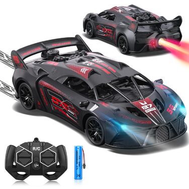 Радіокерований автомобіль Bugetti 1:18 з пультом, розпилювачем, світлодіодами, акумулятором для дітей від 3 років