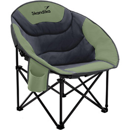 Кемпінгове крісло Skandika Sirkka Moonchair, м'яке, складане, з підстаканником, холодильним відділенням, ручкою для перенесення та сумкою, протиковзкі ніжки, до 150 кг, сіре