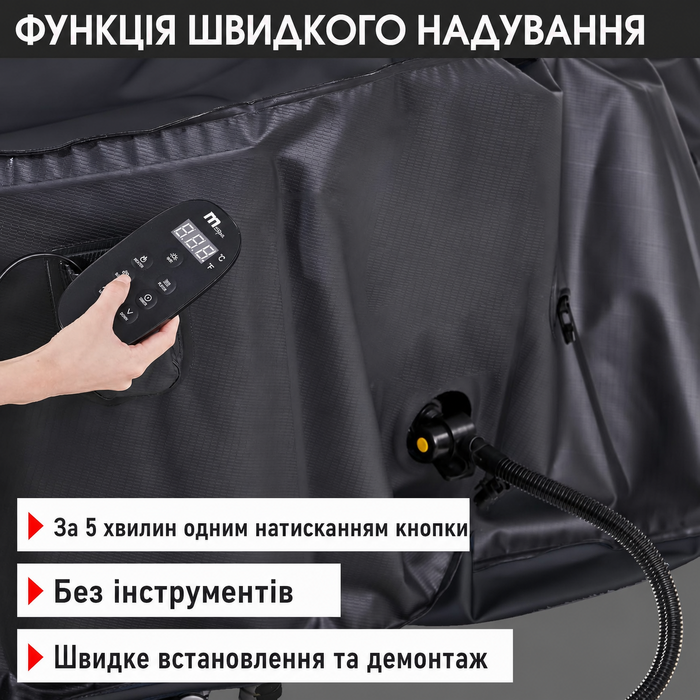 Надувний СПА-басейн BRAST MSpa Starry з LED-підсвіткою для 6 осіб, 204x70 см, 138 гідромасажних форсунок, енергозберігаючий таймер, функція нагріву та масажу, для вулиці та приміщення