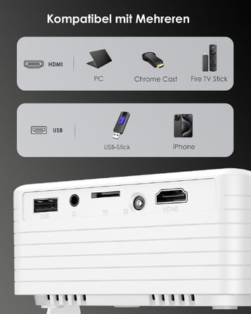 YOTON Mini Beamer 1080P: Портативний проектор для дому, спальні, HDMI/USB/PS5/ТВ-стік, чорний (зелений)