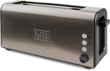 Тостер BLACK+DECKER BXTO1000E 1000Вт з нержавіючої сталі, екстра довгий і широкий слот, 7 режимів, автоцентрування, функції: стоп, підігрів, розморожування, без зажимів