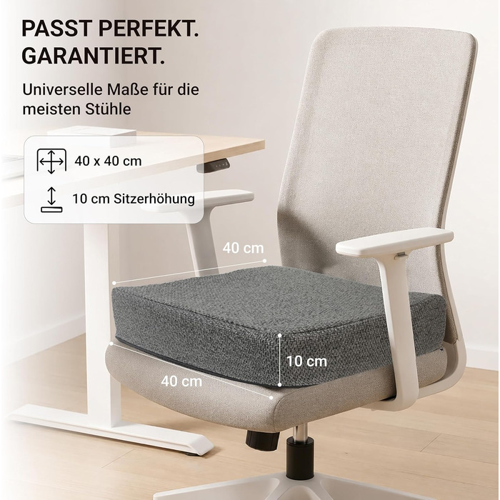 Ортопедична подушка для сидіння з Memory Foam 40x40 см Anthrazit - для офісного крісла, авто, візка. Нековзка, знімний чохол