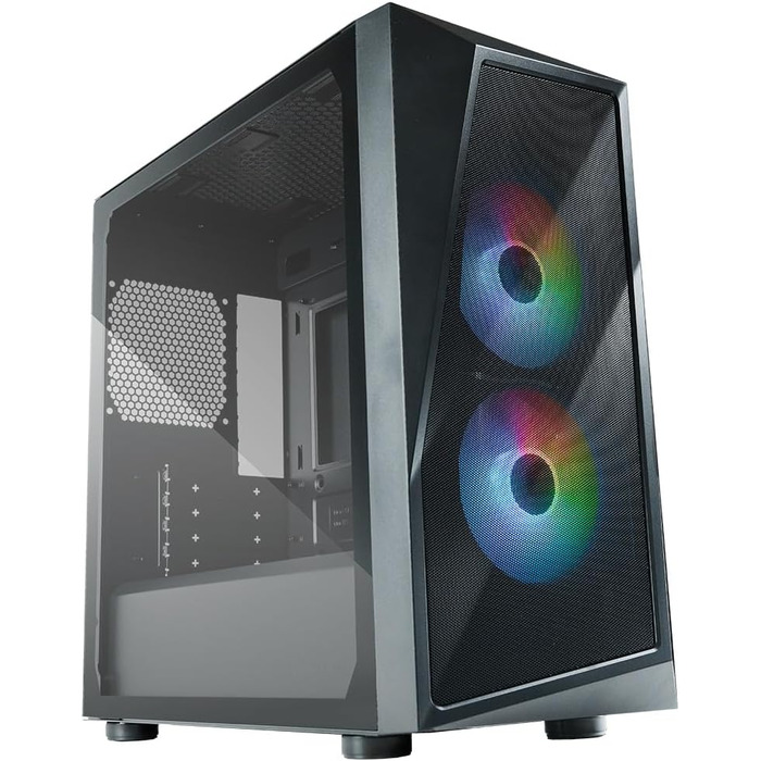 Корпус для ПК Cooler Master CMP 320 Mini-Tower, чорний, Micro-ATX, скляна бічна панель, 2x 120 мм ARGB вентилятори, підтримка різних компонентів, з кришкою для блоку живлення