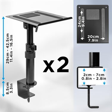 Стійки для колонок Duronic SPS25 універсальні настільні, регульовані по висоті, поворотні, з нахилом - для сателітів, домашнього кінотеатру, студії звукозапису, Hi-Fi