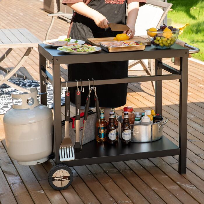 Royal Gourmet Grillwagen: Робочий стіл-гриль для барбекю на вулиці, 85x50 см, чорний