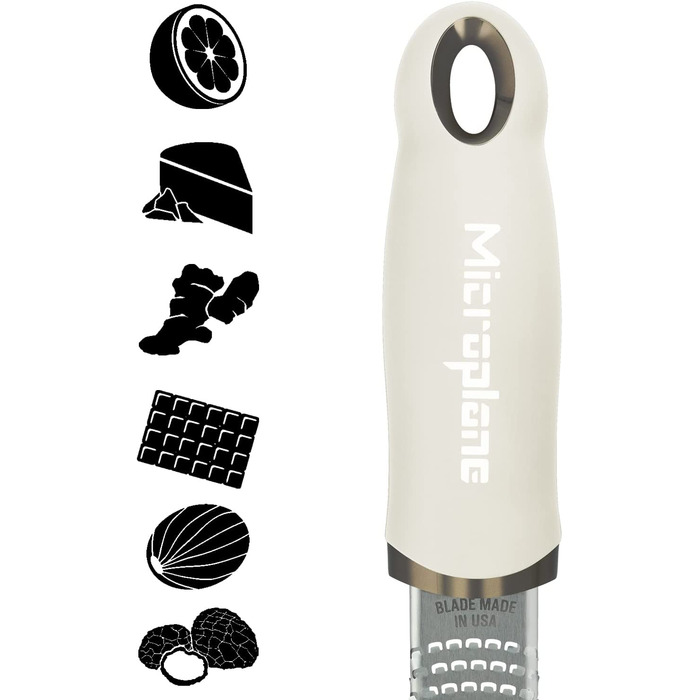 Терка Microplane для цитрусових, пармезану, імбиру, шоколаду і мускатного горіха, з дрібною лезом із нержавіючої сталі, колір кашемірово-бежевий, 325x35x30 мм, вироблено в США