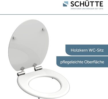 Дерев'яне сидіння для унітаза SCHÜTTE з мікроліфтом (м'яке закриття), біле, МДФ, витримує до 175 кг