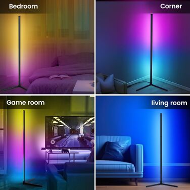 Світлодіодна торшер Riyo з RGB підсвіткою, керуванням через APP та пультом ДК. Торшер у вітальню з 16 млн кольорів та 68+ сценами, синхронізація з музикою
