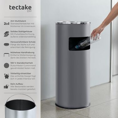 Попільничка вулична Tectake 30л з відром, антрацит Ø25x61 см - Аспіратор для попелу на вулицю