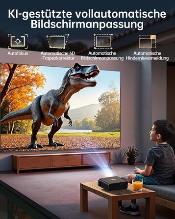 Smart проектор TOPTRO 4K HDR10 WiFi 6 Bluetooth: Dolby Audio, 1000 ANSI лм, Автофокус, Трапецеїдальна корекція 6D, Підтримка Netflix, Чорний