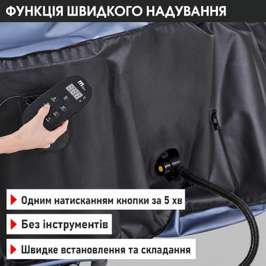 Надувний СПА-басейн BRAST MSpa Tekapo для 6 осіб 185x185 см, 132 гідромасажні форсунки, енергозберігаючий таймер, нагрів, функція надування, для дому та вулиці