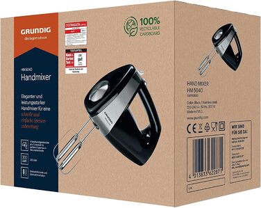 Міксер ручний Grundig HM 5040, 300 Вт, чорний-сріблястий, преміум