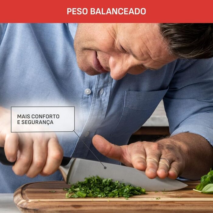 Набір кухонних ножів Jamie Oliver by Tefal з підставкою, 6 предметів, сталь з криозагартуванням, блок з акації, коричневий, K267S556