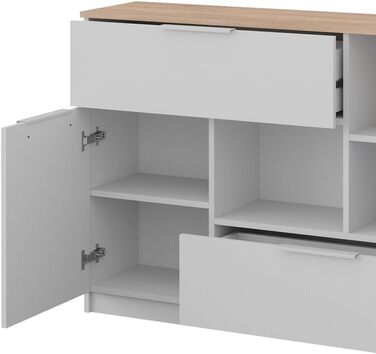 Комод Vicco Betti білий/дуб сонома 120x84 см, 2 двері, 2 шухляди, 1 відкрита полиця