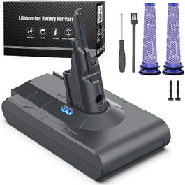 Акумулятор Keenstone 8000 mAh для пилососа Dyson V8 (SV10 Absolute, Fluffy, Extra, Animal Plus, Motorhead Pro, Parquet Slim) + 2 фільтри, викрутка та гвинти